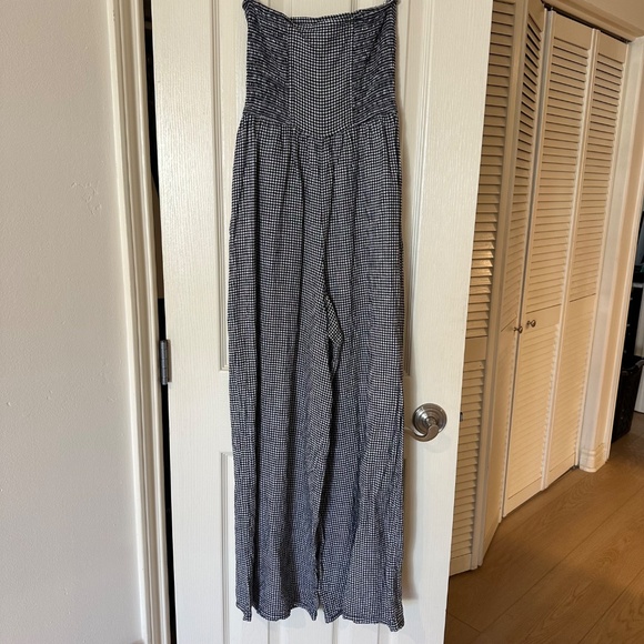 Aerie - Black/White - Strapless Smocked Jumpsuit - XS - Picture 10 of 14